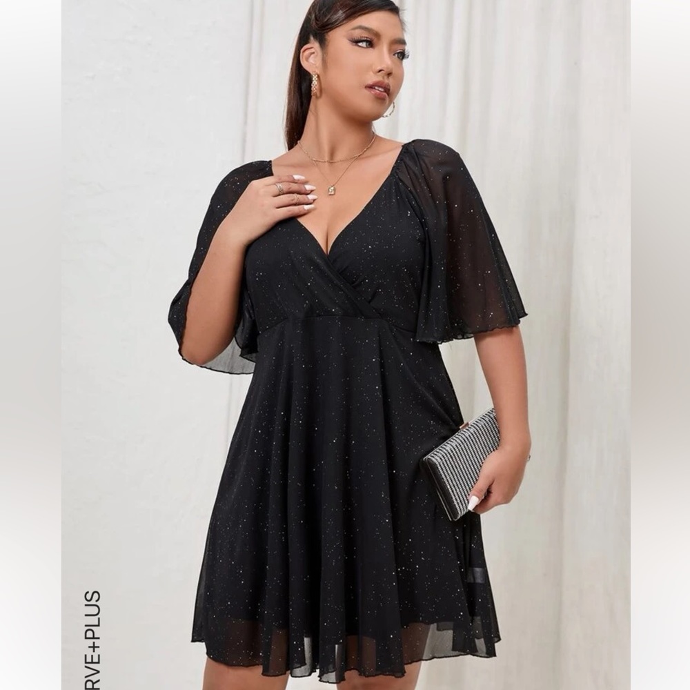 Black Glitter Knee length dress